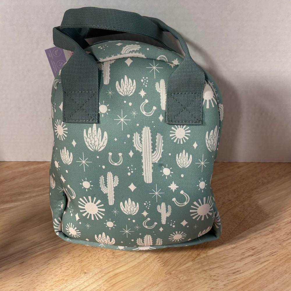 Mine Lunch Box Tote Bag Green Cactus Print Insulated‎ Zipper Closure New NWT New